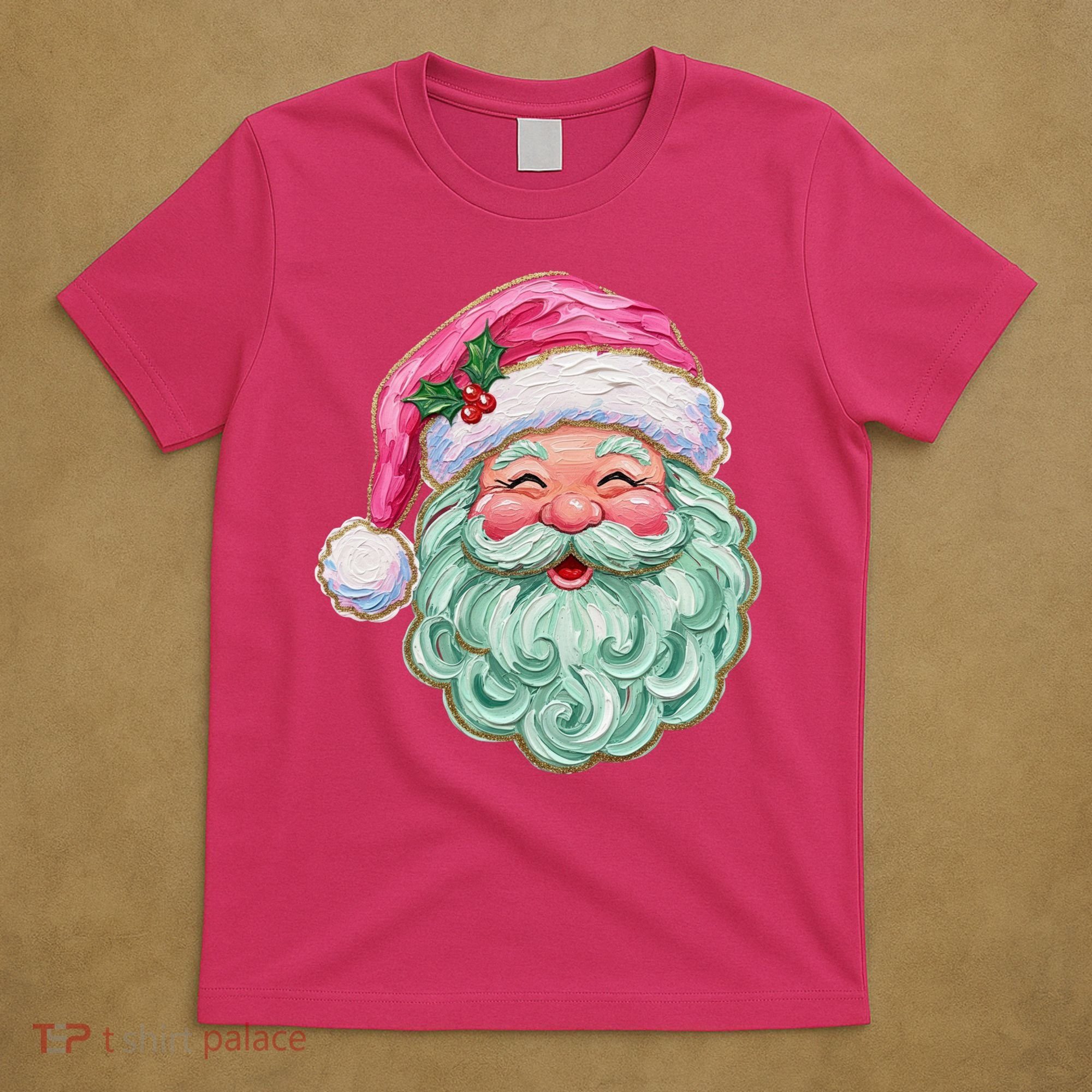 Hand-painted Retro Santa Claus Christmas Cute T-Shirt