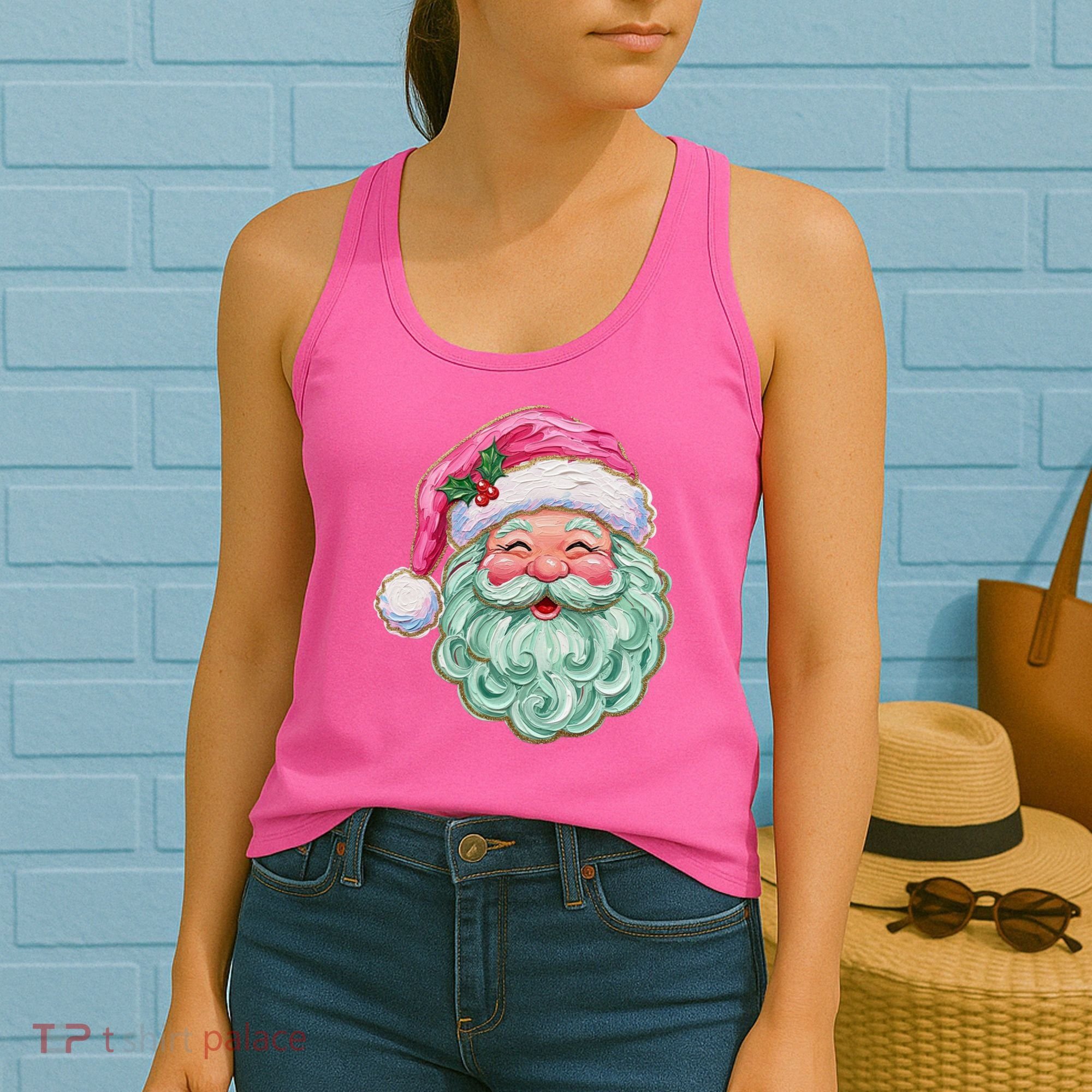 Hand-painted Retro Santa Claus Christmas Cute Women's Tank Top