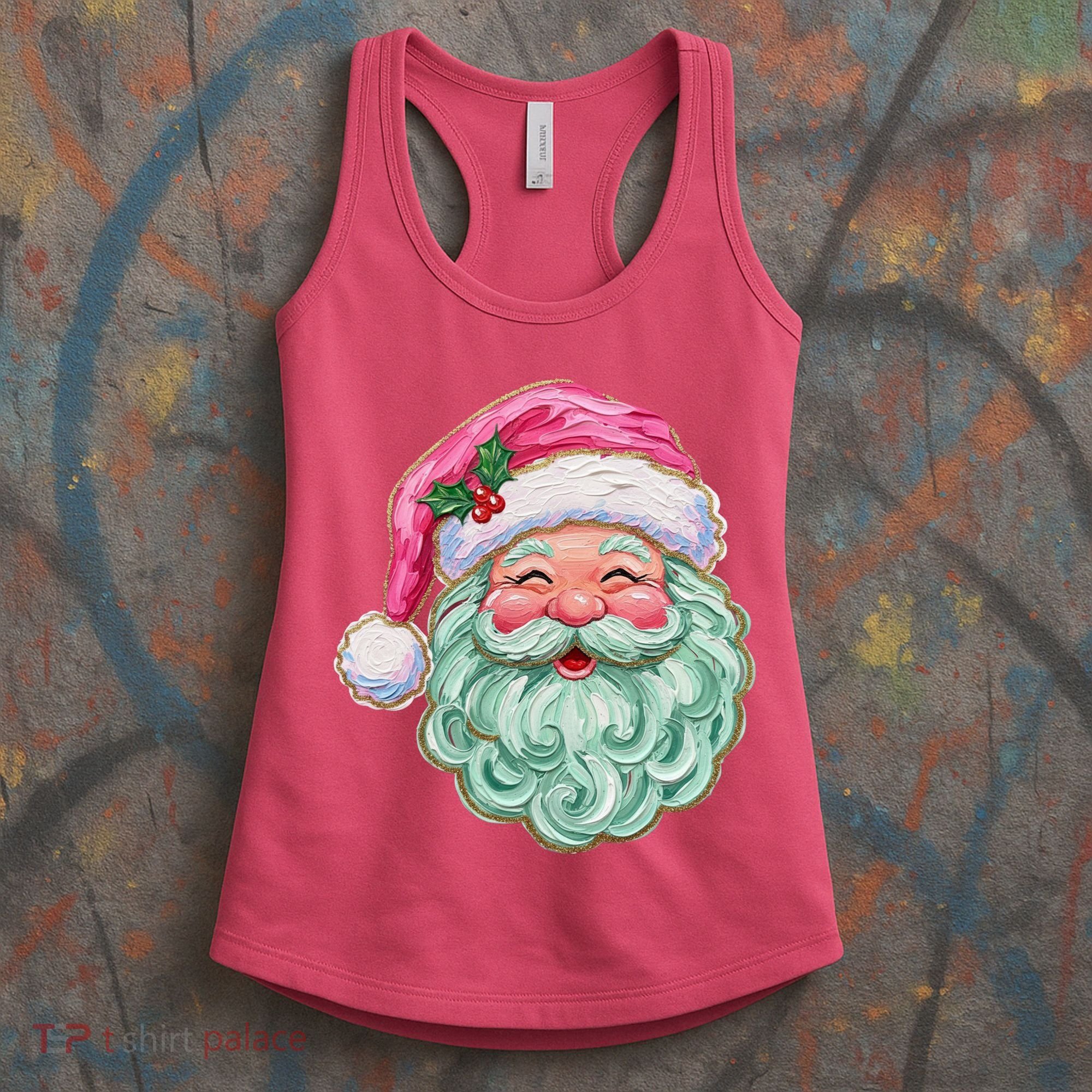 Hand-painted Retro Santa Claus Christmas Cute Women's Tank Top