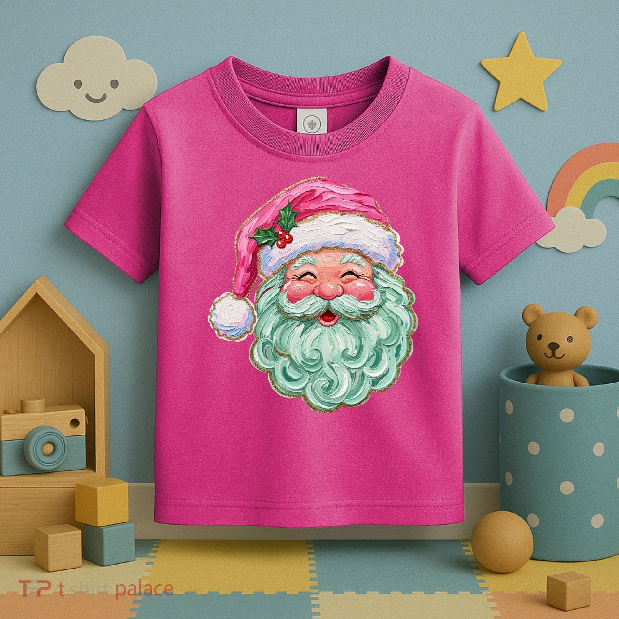 Hand-painted Retro Santa Claus Christmas Cute Toddler T-Shirt