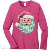 Hand-painted Retro Santa Claus Christmas Cute Women's Long Sleeve Shirt thumb 0