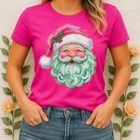 Hand-painted Retro Santa Claus Christmas Cute Women's T-Shirt thumb 2