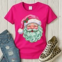 Hand-painted Retro Santa Claus Christmas Cute Women's T-Shirt thumb 3