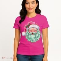 Hand-painted Retro Santa Claus Christmas Cute Women's T-Shirt thumb 4