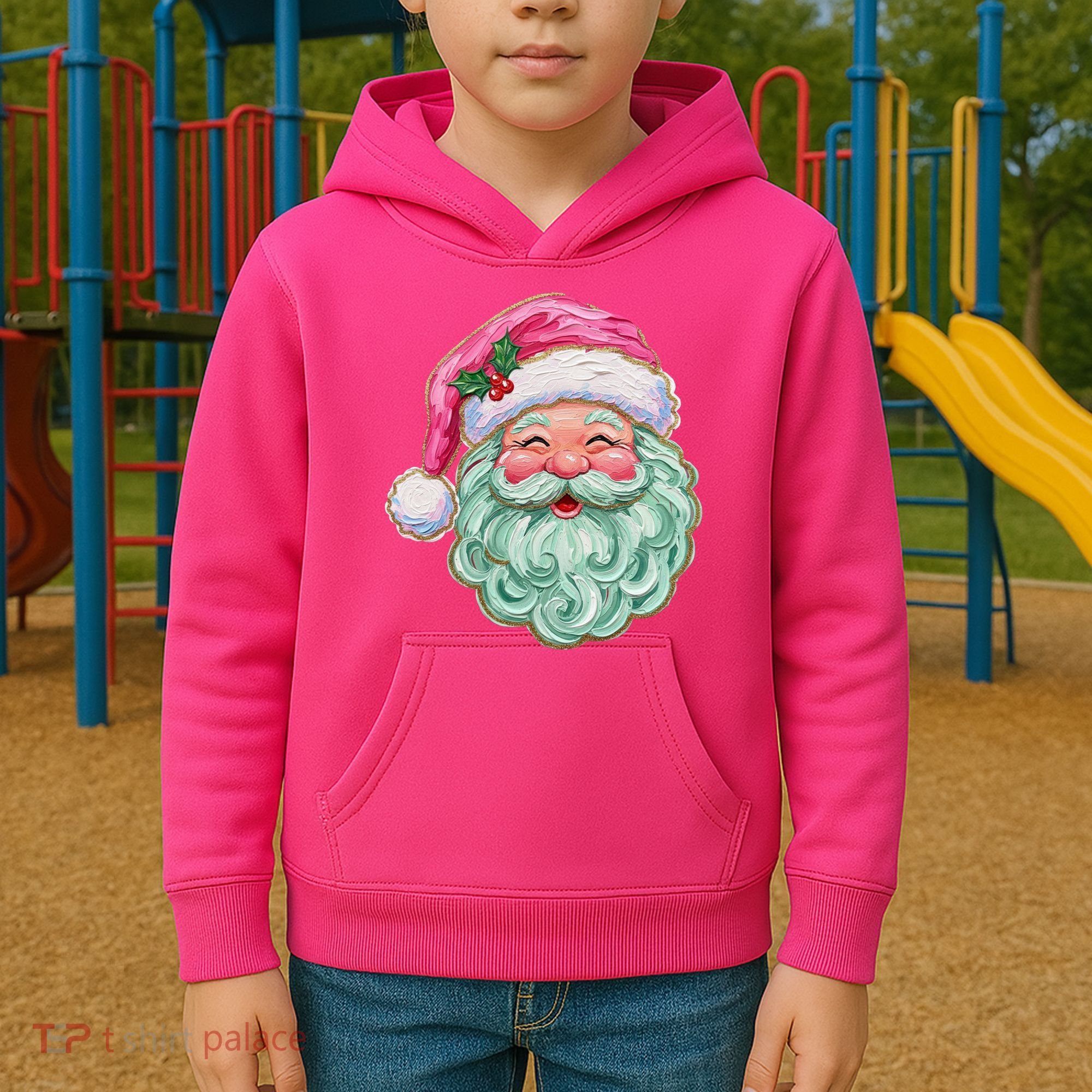 Hand-painted Retro Santa Claus Christmas Cute Kids Hoodie