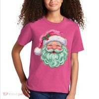 Hand-painted Retro Santa Claus Christmas Cute Kids T-Shirt thumb 2