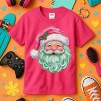 Hand-painted Retro Santa Claus Christmas Cute Kids T-Shirt thumb 3