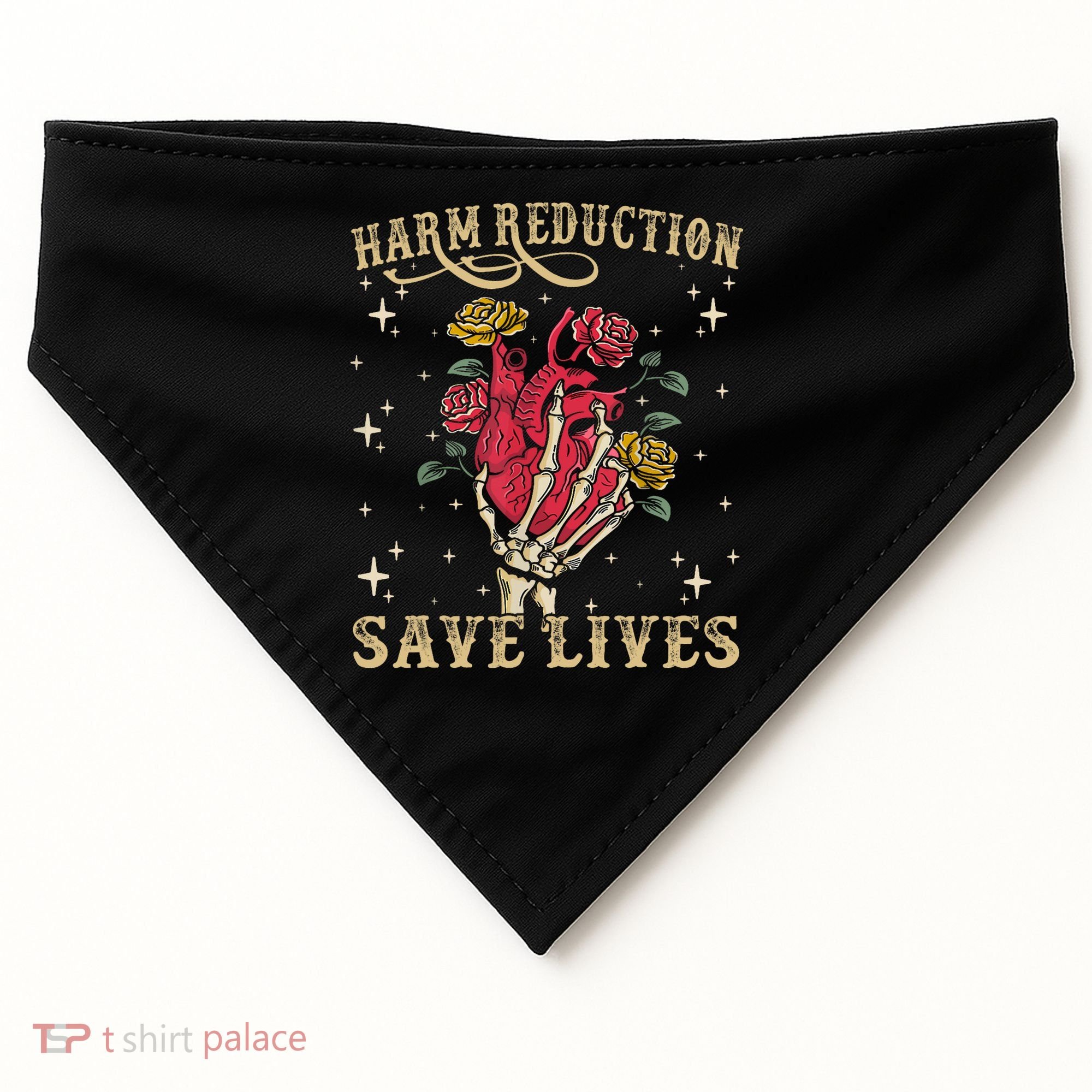 Harm Reduction Save Lives Skeleton USA-Made Doggie Bandana