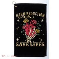 Harm Reduction Save Lives Skeleton Golf Towel thumb 0
