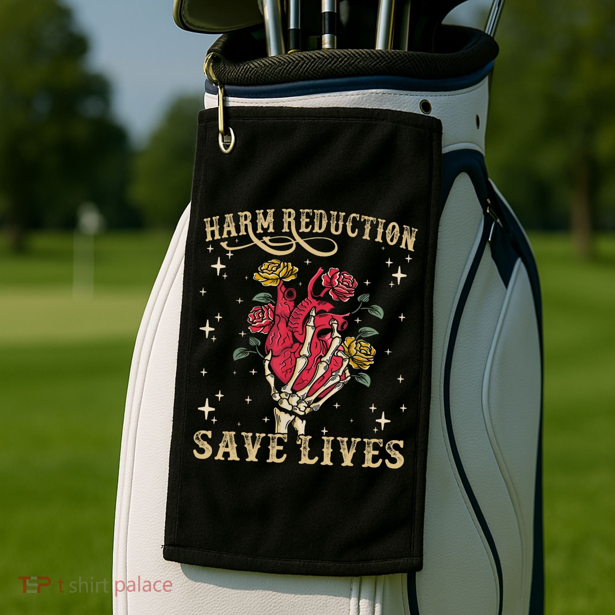 Harm Reduction Save Lives Skeleton Golf Towel