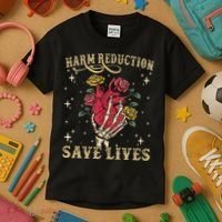 Harm Reduction Save Lives Skeleton Kids T-Shirt thumb 3