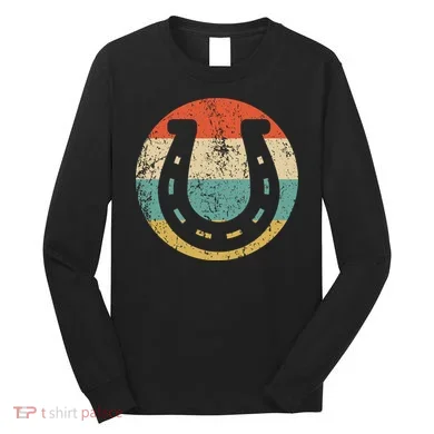 Horseshoe Retro Style Lucky Pullover Long Sleeve Shirt