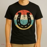 Horseshoe Retro Style Lucky Pullover T-Shirt thumb 3