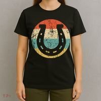 Horseshoe Retro Style Lucky Pullover T-Shirt thumb 4