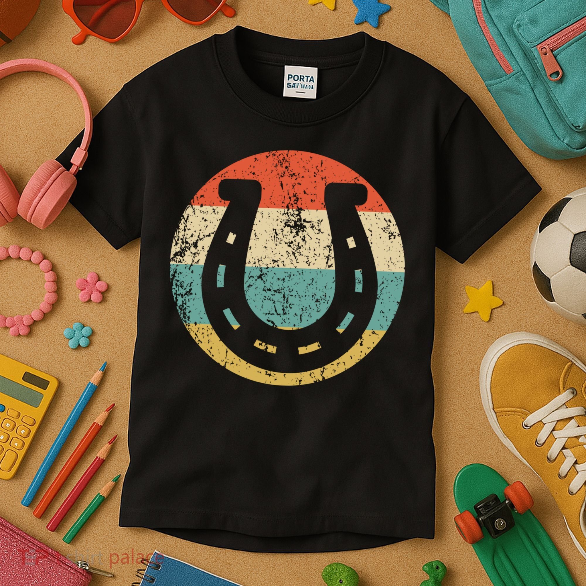 Horseshoe Retro Style Lucky Pullover Kids T-Shirt