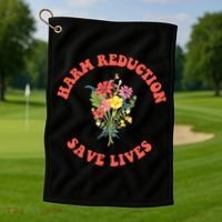 Harm Reduction Save Lives Floral Trending Gift Golf Towel thumb 1
