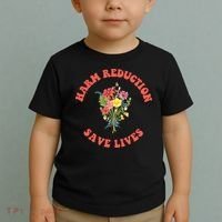 Harm Reduction Save Lives Floral Trending Gift Toddler T-Shirt thumb 2