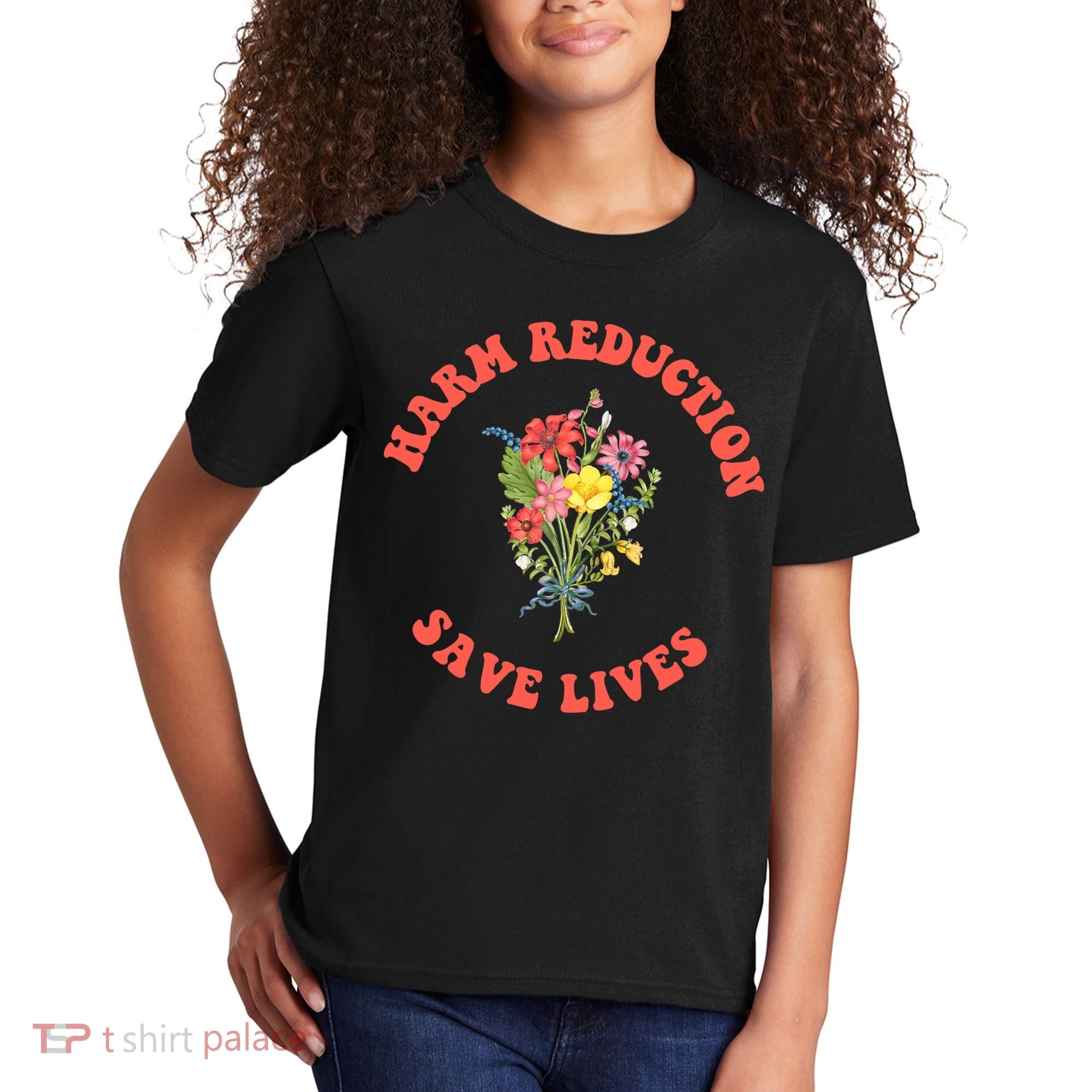 Harm Reduction Save Lives Floral Trending Gift Kids T-Shirt