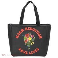 Harm Reduction Save Lives Floral Trending Gift Tote Bag thumb 0