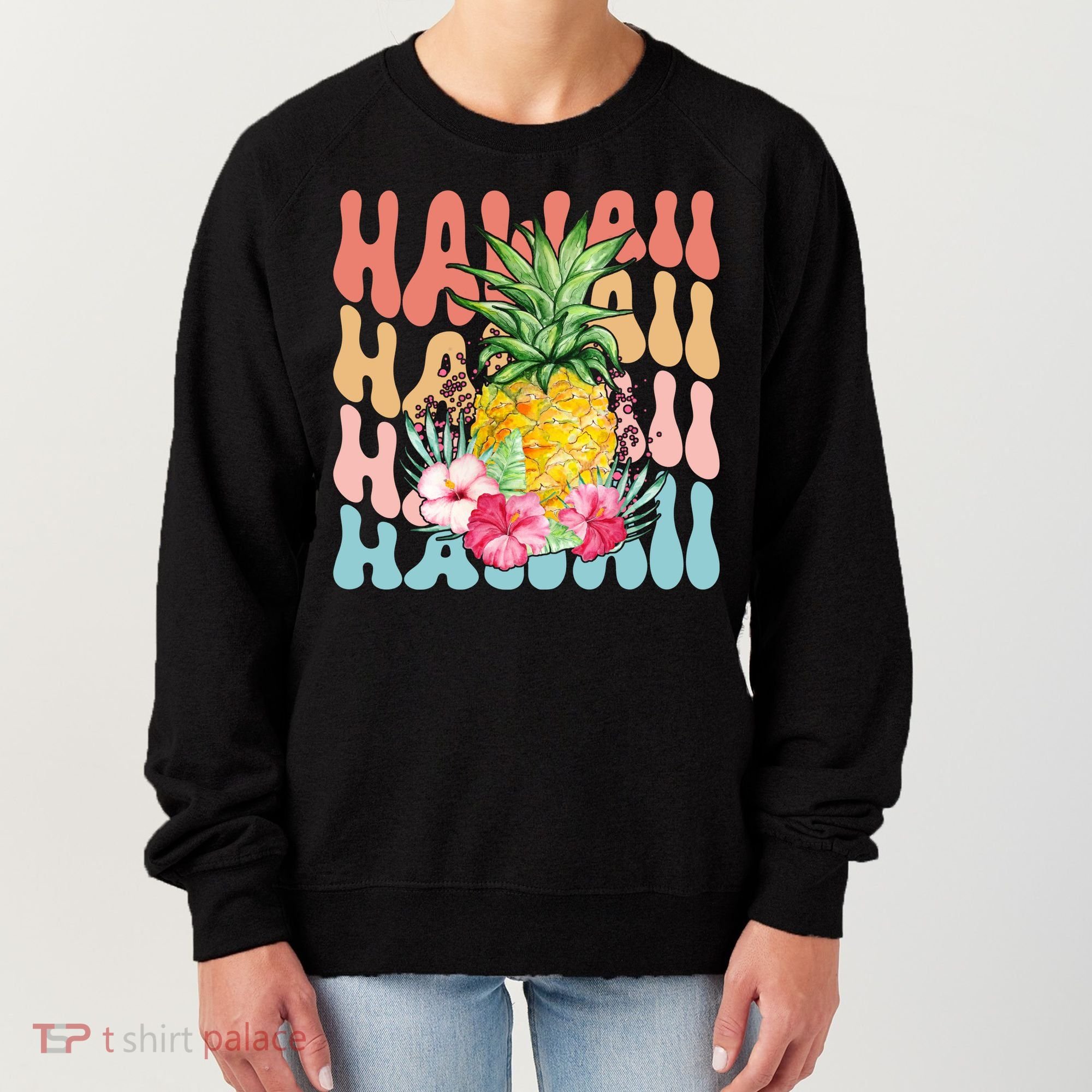 Hawaii Retro Tropical Pineapple Floral Women's Sweatshirt