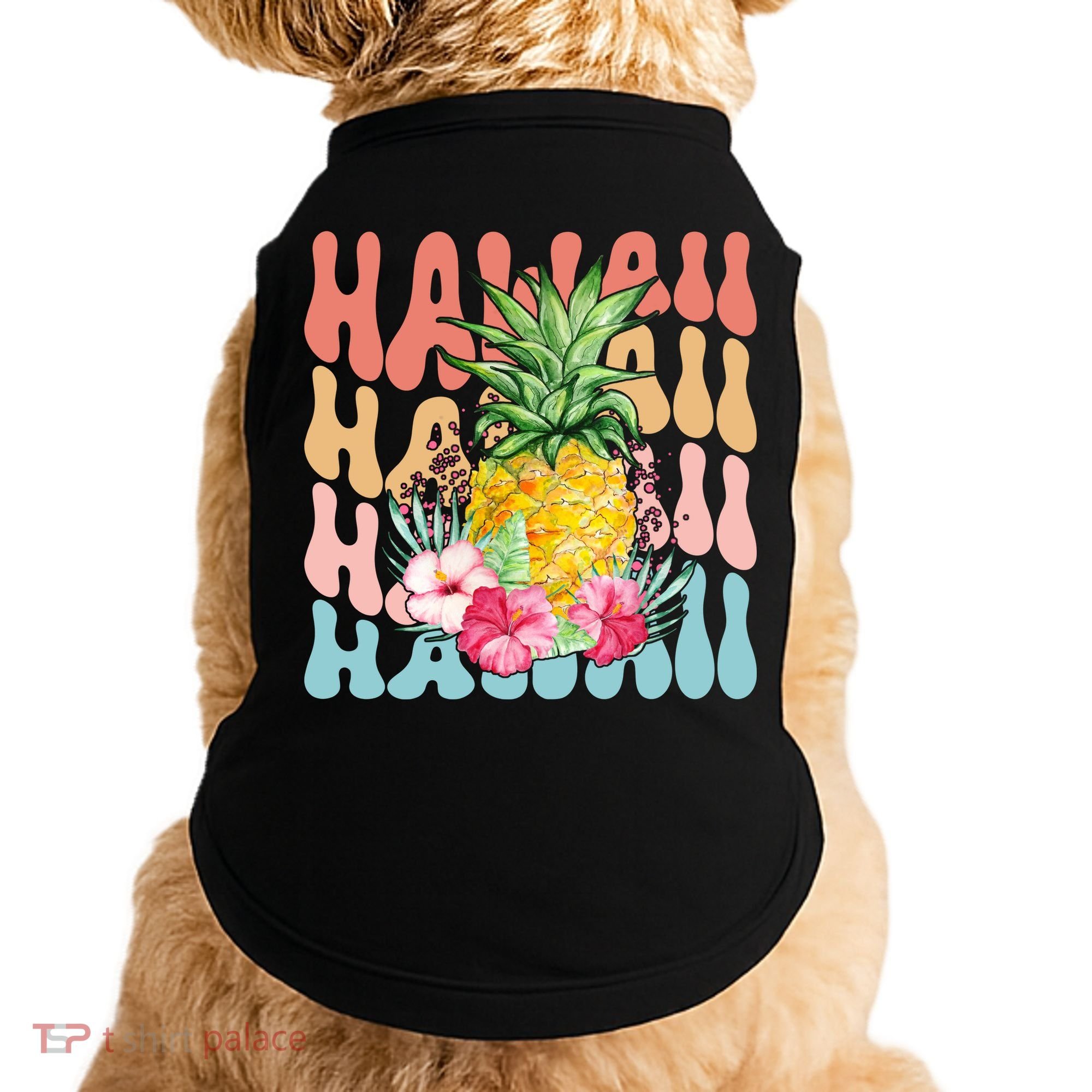 Hawaii Retro Tropical Pineapple Floral Doggie Tank