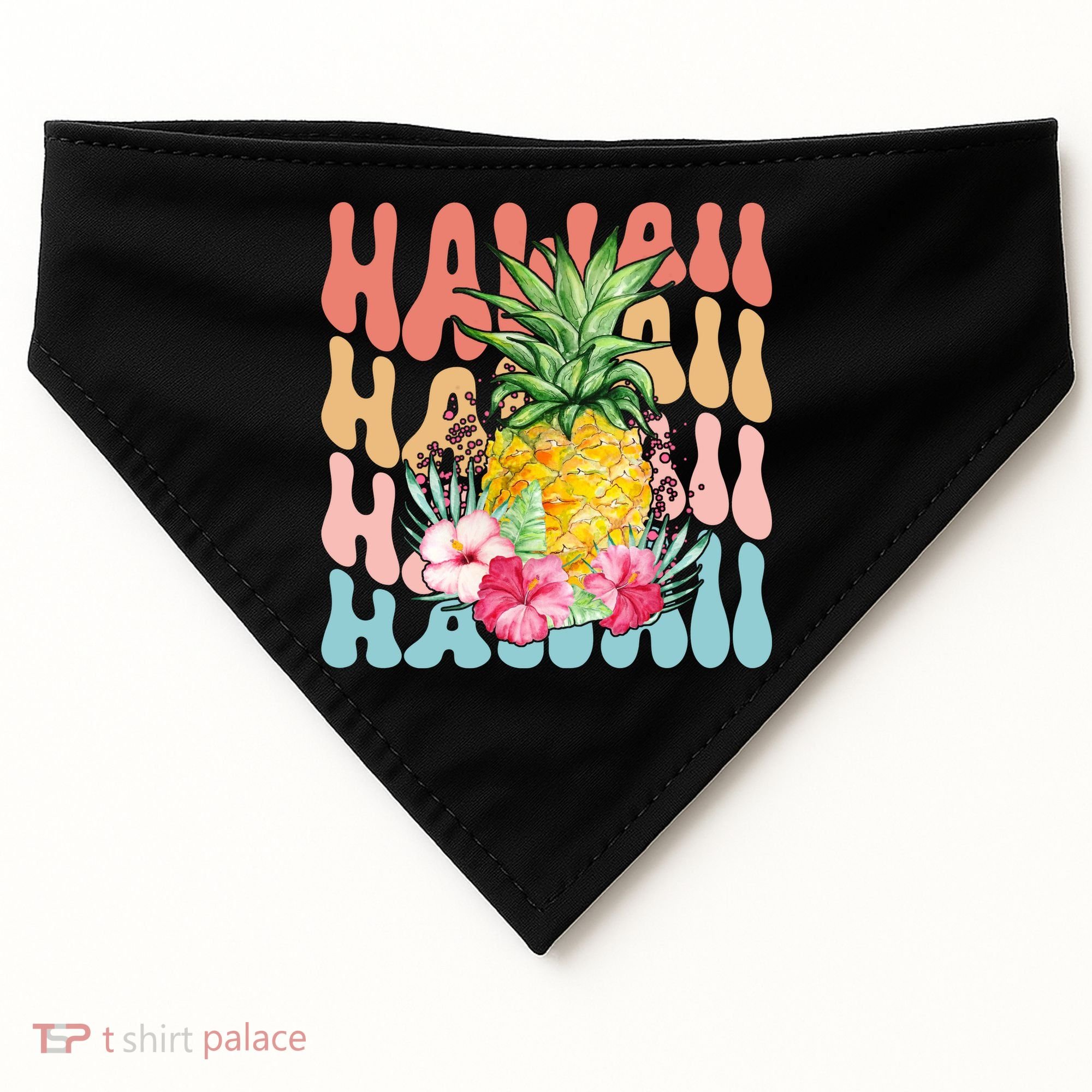 Hawaii Retro Tropical Pineapple Floral USA-Made Doggie Bandana