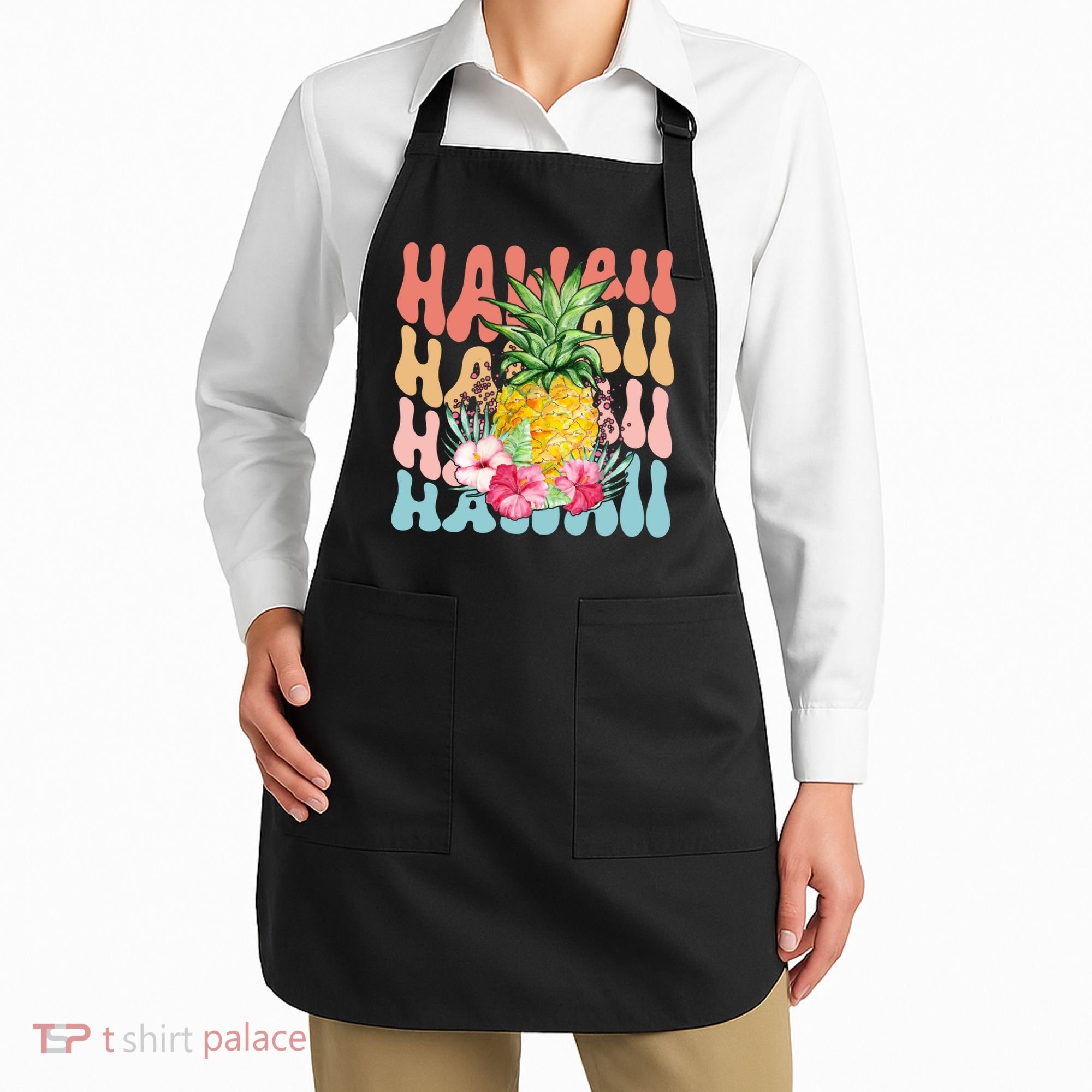 Hawaii Retro Tropical Pineapple Floral Apron