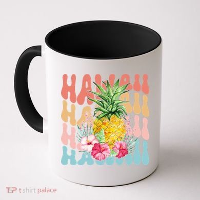Hawaii Retro Tropical Pineapple Floral Coffee Mug