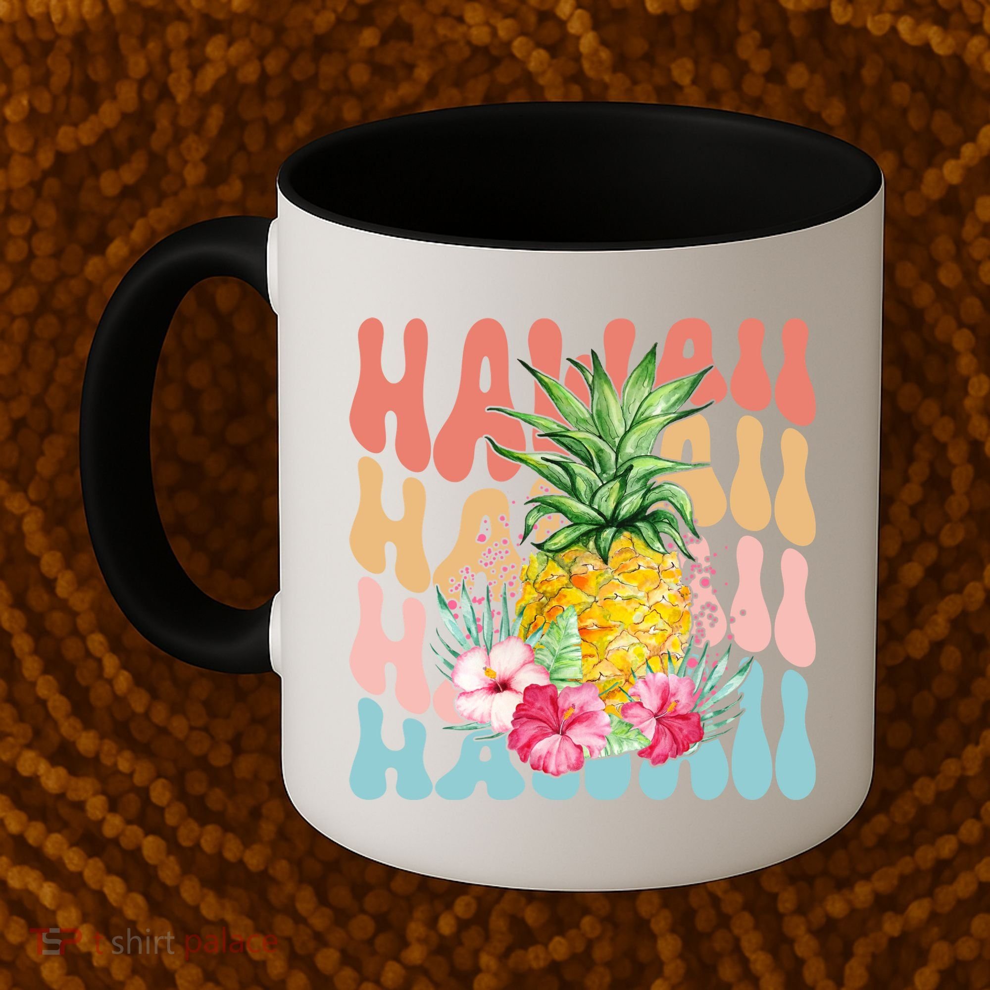 Hawaii Retro Tropical Pineapple Floral Coffee Mug
