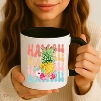 Hawaii Retro Tropical Pineapple Floral Coffee Mug thumb 3