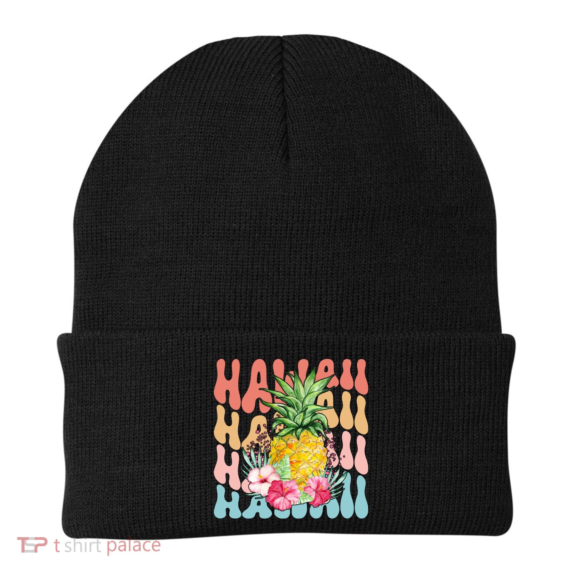 Hawaii Retro Tropical Pineapple Floral Beanie