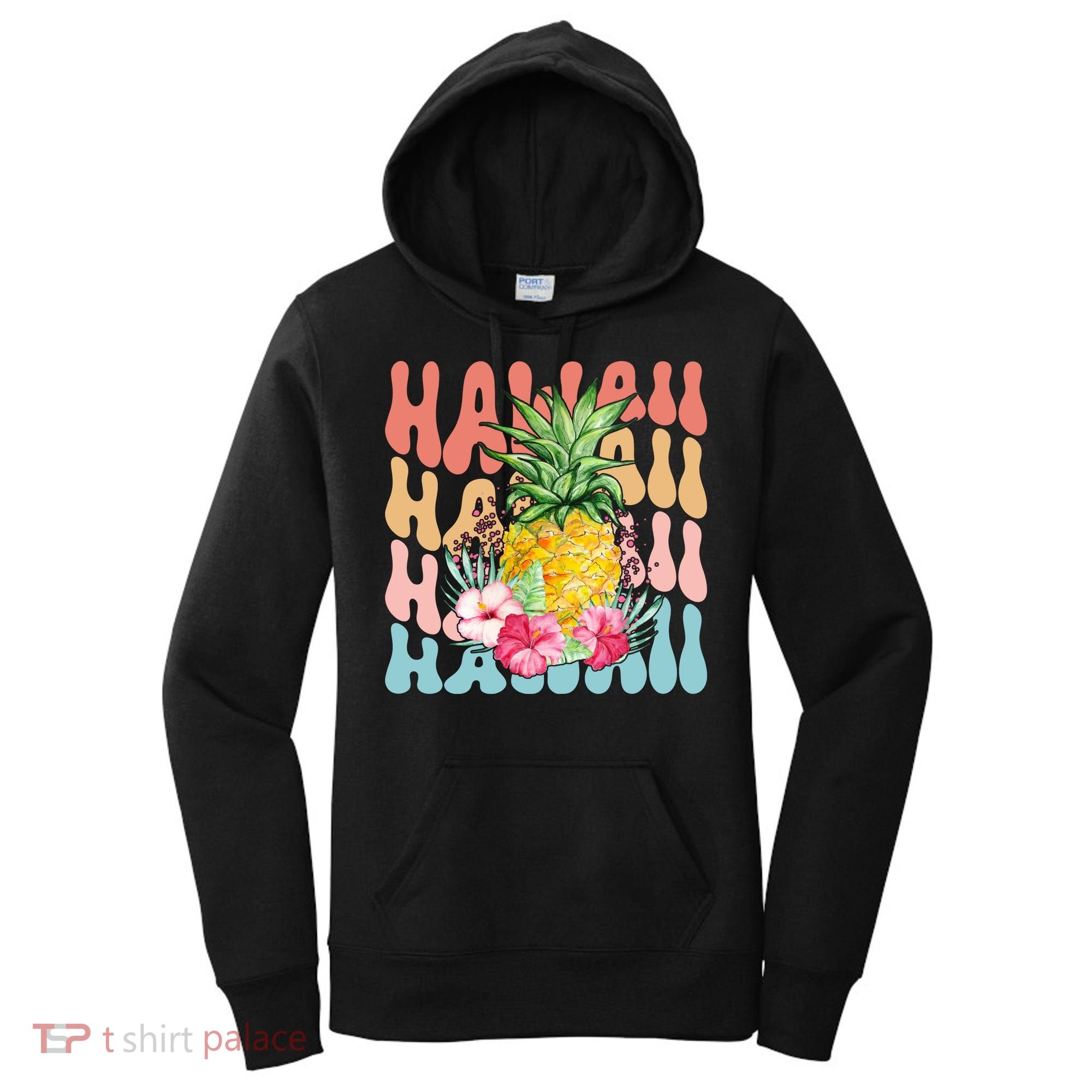 Hawaii Retro Tropical Pineapple Floral Women's Hoodie