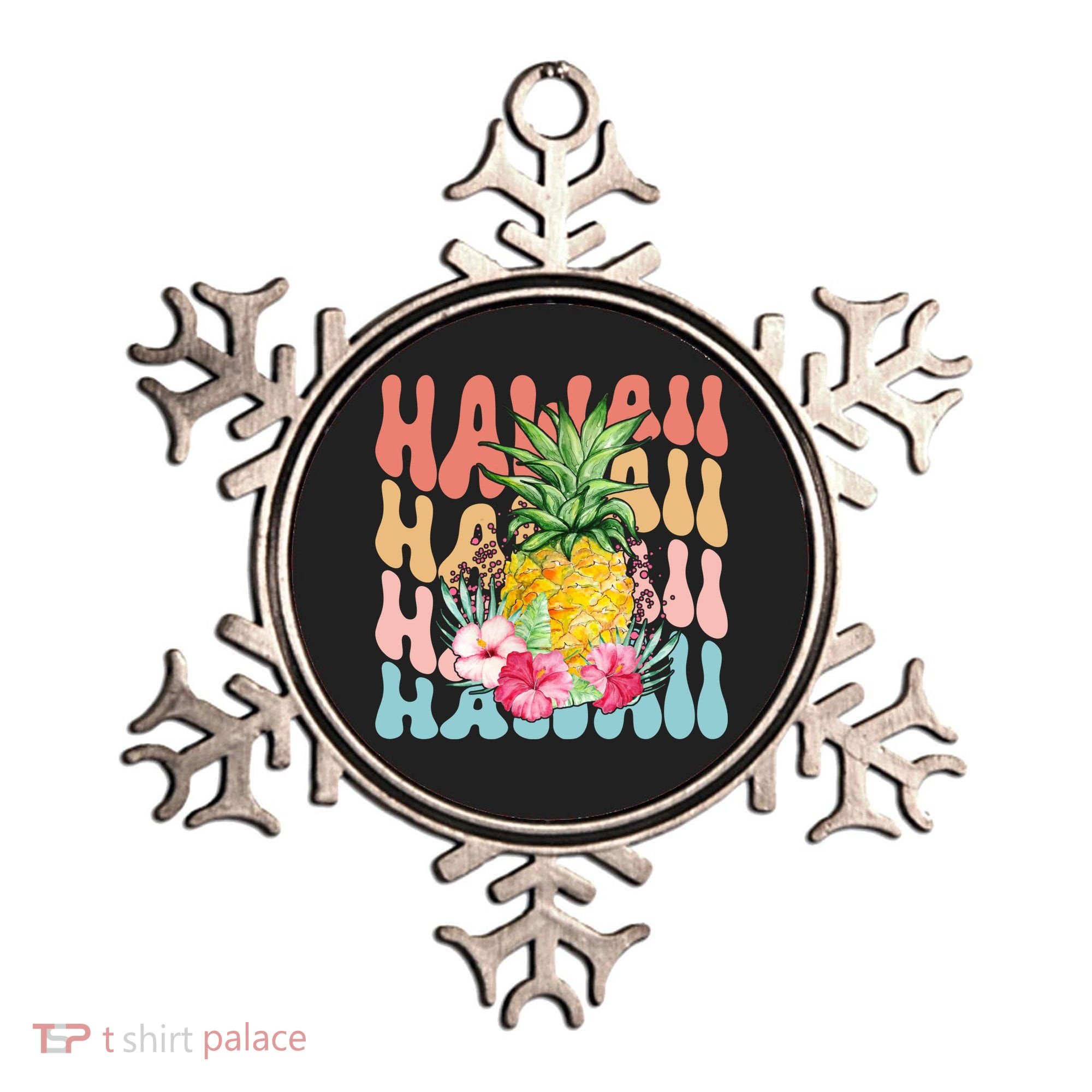 Hawaii Retro Tropical Pineapple Floral Ornament