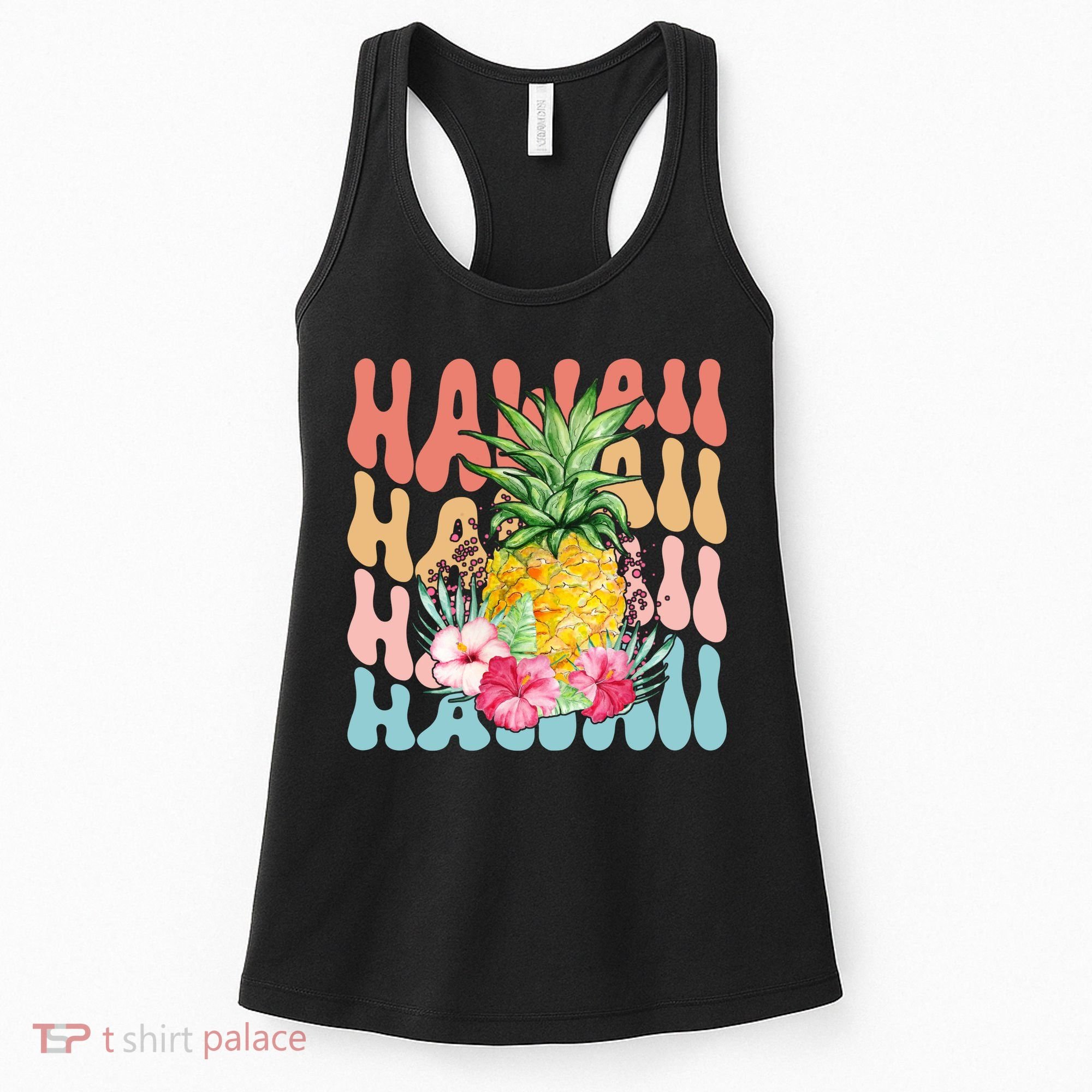 Hawaii Retro Tropical Pineapple Floral Women's Tank Top