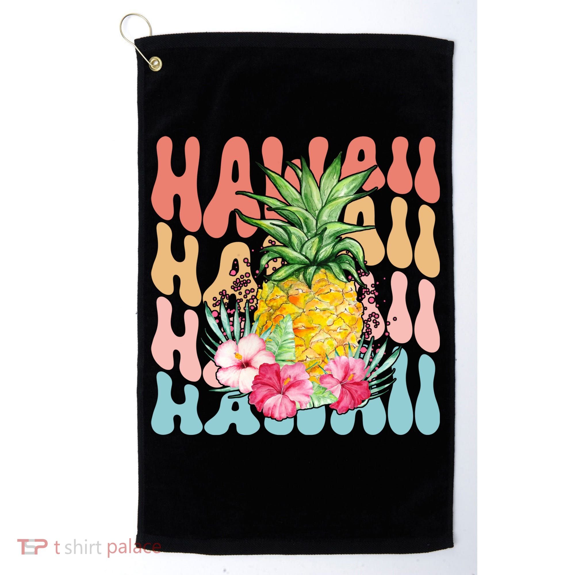 Hawaii Retro Tropical Pineapple Floral Golf Towel
