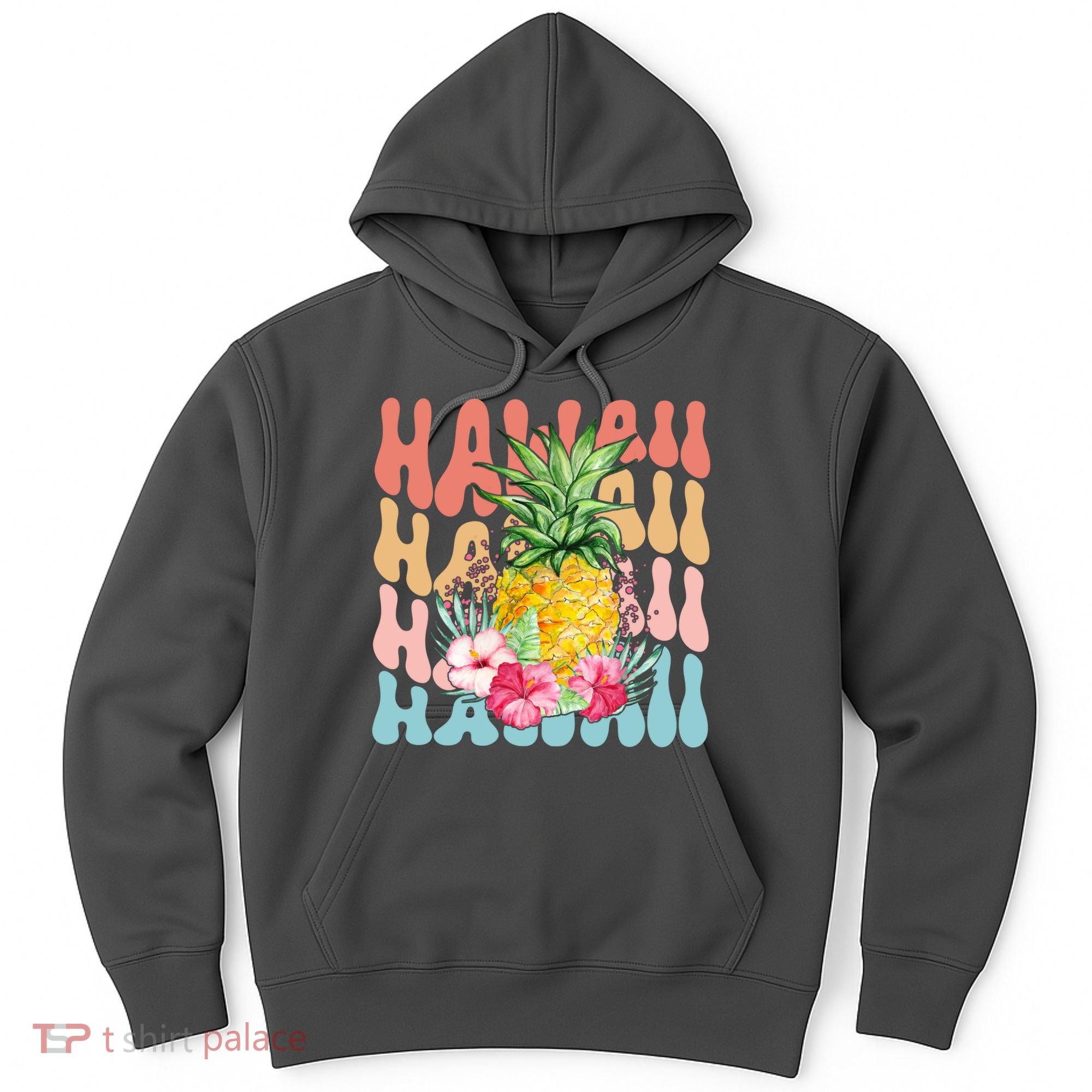 Hawaii Retro Tropical Pineapple Floral Hoodie