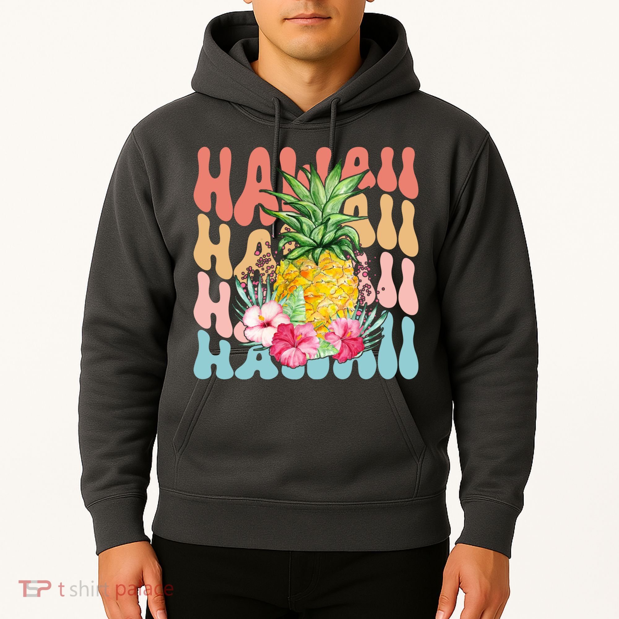 Hawaii Retro Tropical Pineapple Floral Hoodie