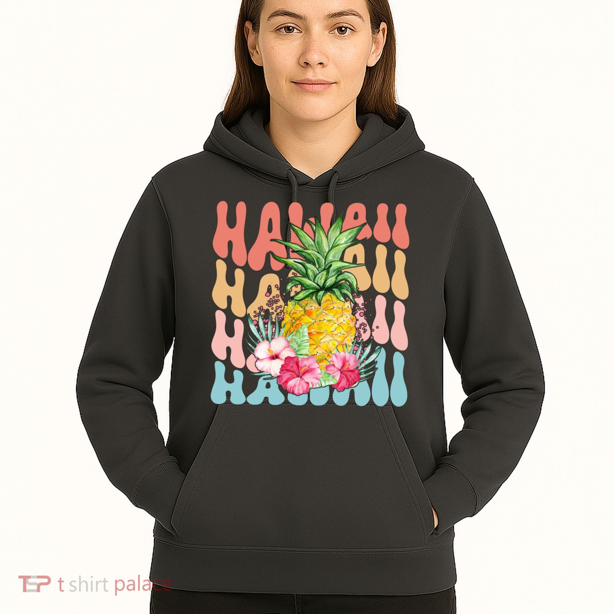 Hawaii Retro Tropical Pineapple Floral Hoodie