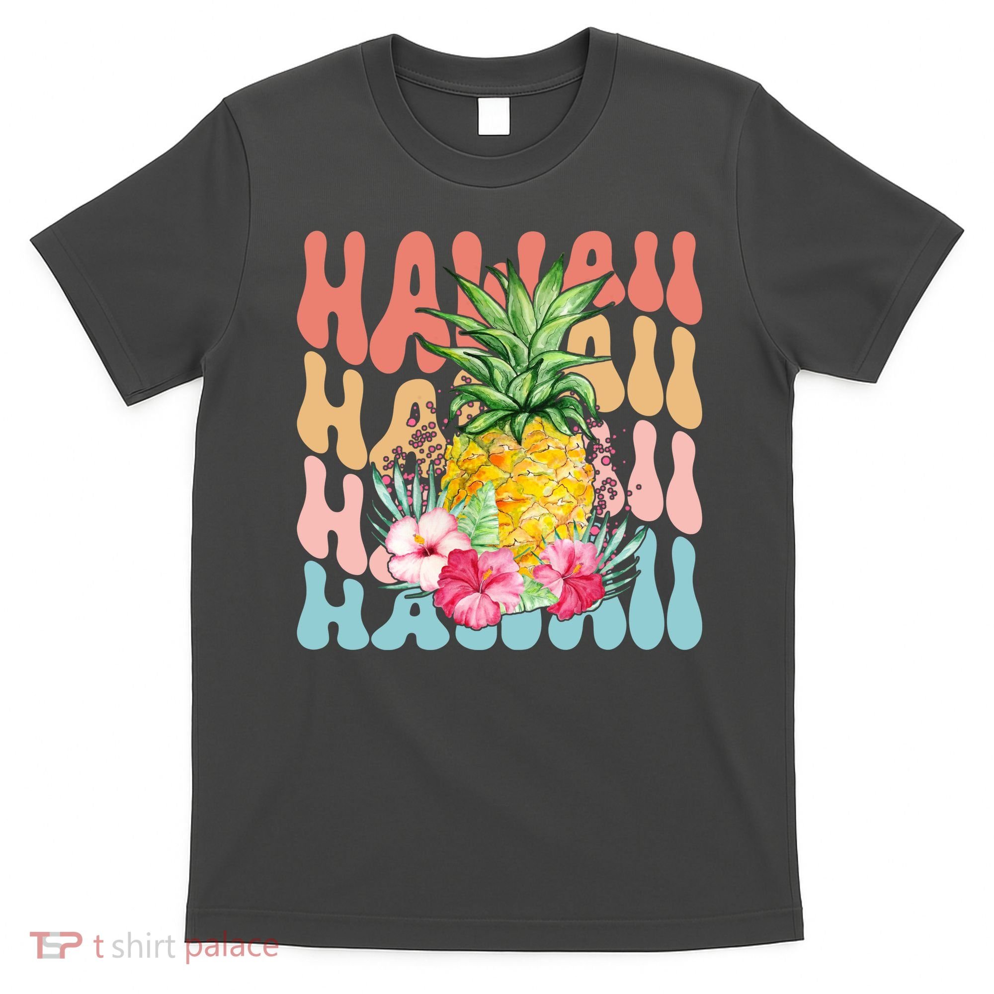 Hawaii Retro Tropical Pineapple Floral T-Shirt