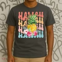 Hawaii Retro Tropical Pineapple Floral T-Shirt thumb 3