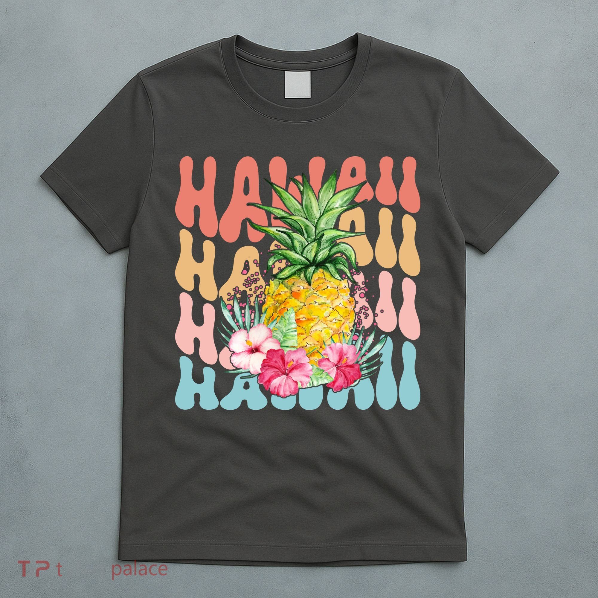 Hawaii Retro Tropical Pineapple Floral T-Shirt