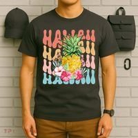 Hawaii Retro Tropical Pineapple Floral T-Shirt thumb 6