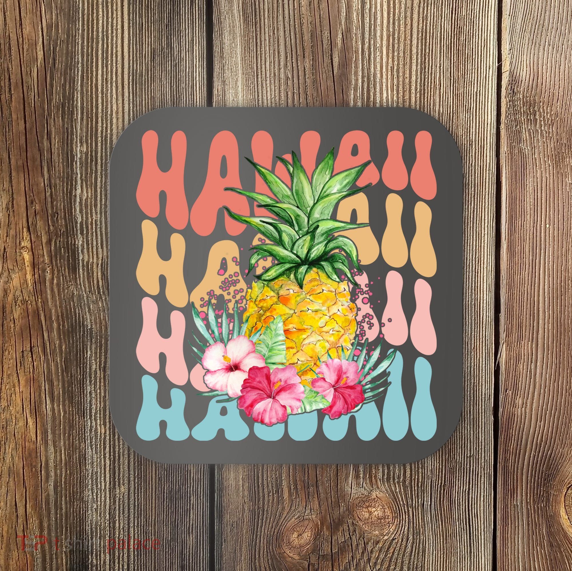 Hawaii Retro Tropical Pineapple Floral Coaster