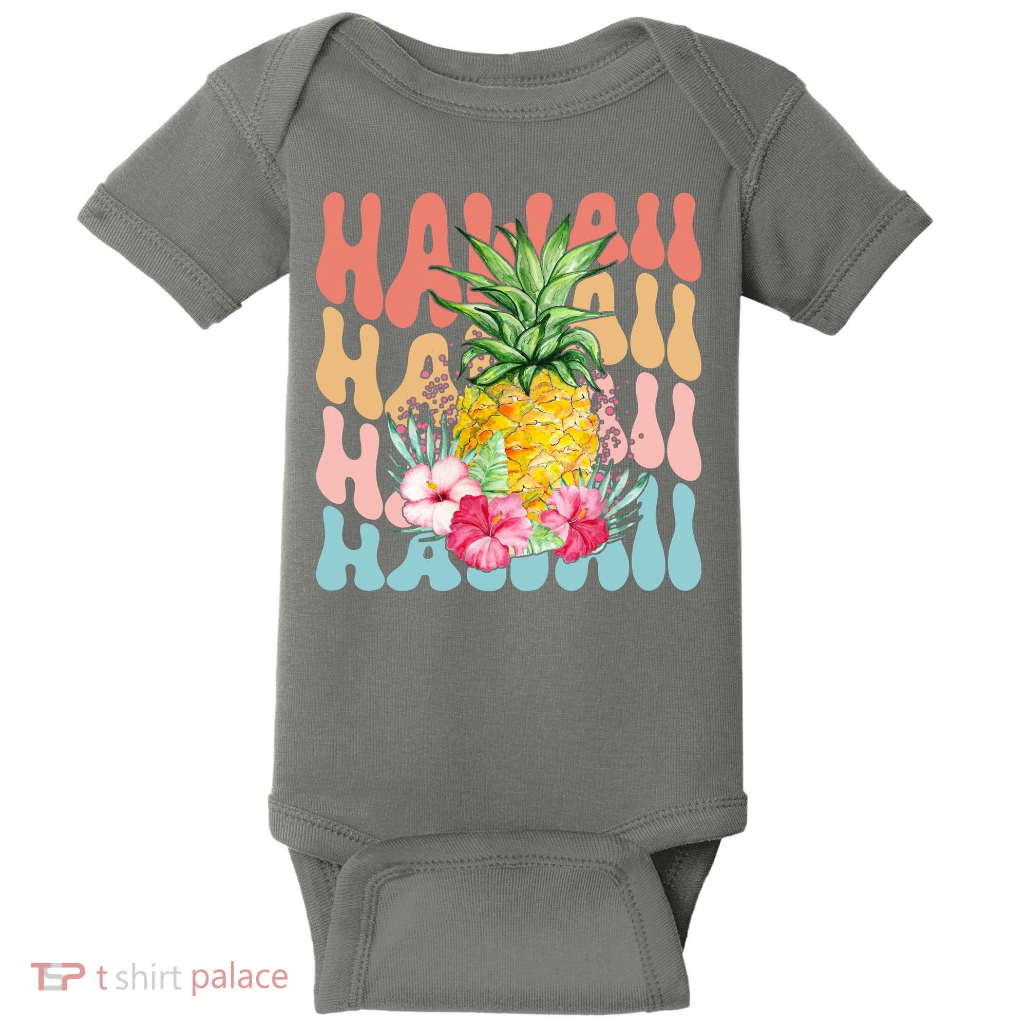 Hawaii Retro Tropical Pineapple Floral Baby Bodysuit