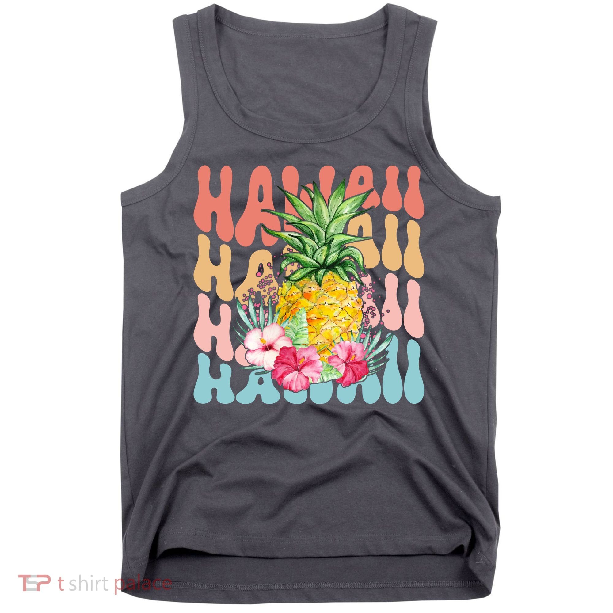 Hawaii Retro Tropical Pineapple Floral Tank Top