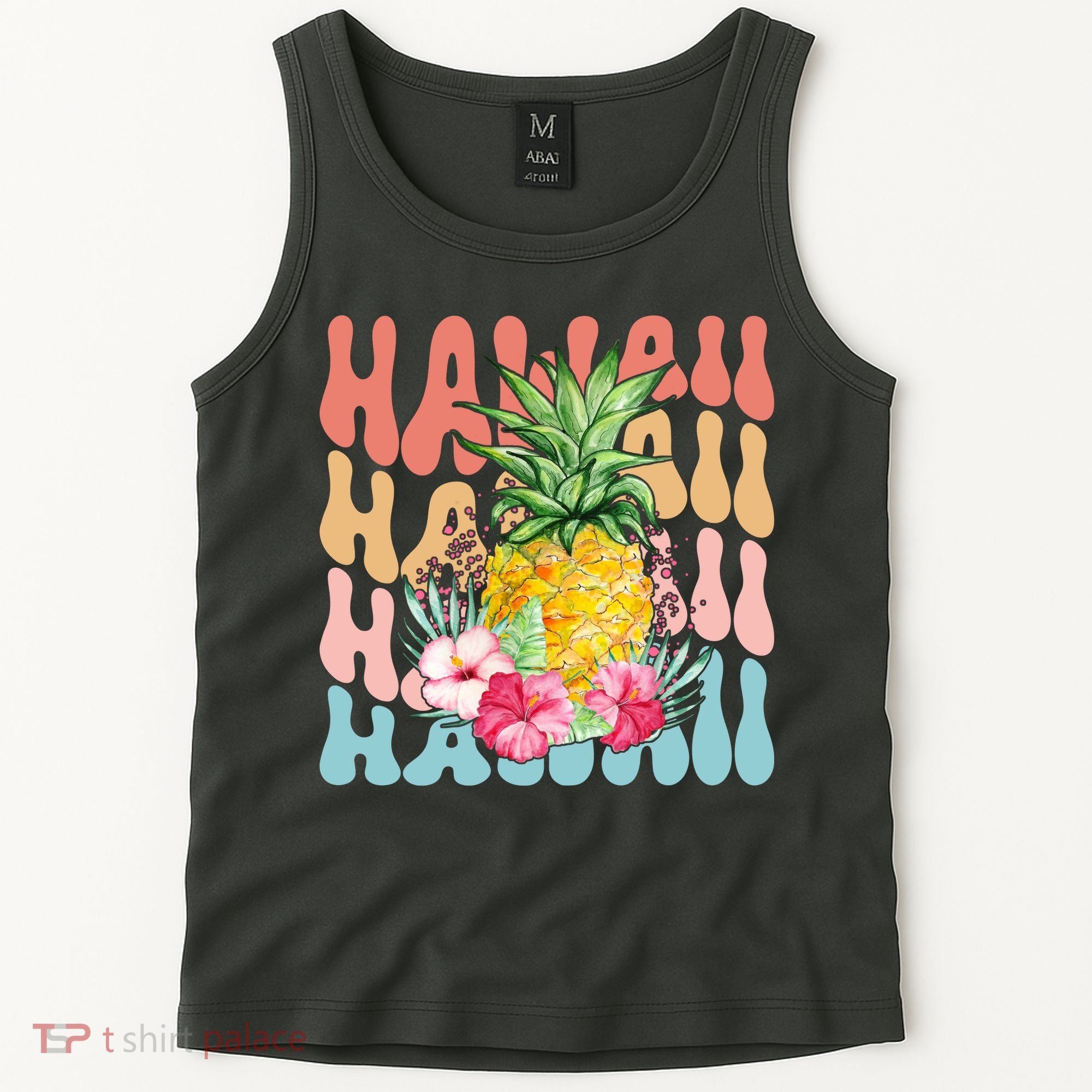 Hawaii Retro Tropical Pineapple Floral Tank Top