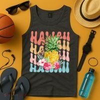 Hawaii Retro Tropical Pineapple Floral Tank Top thumb 4