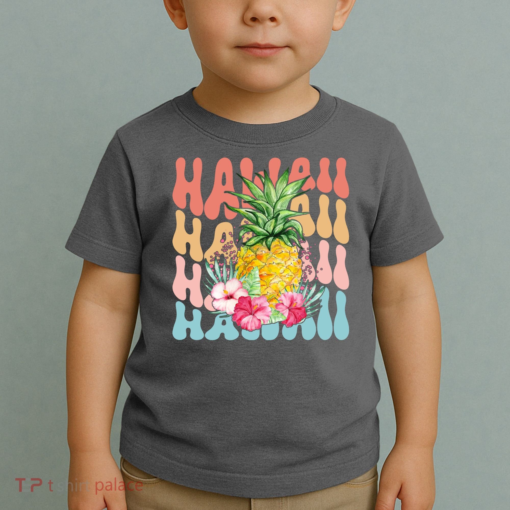 Hawaii Retro Tropical Pineapple Floral Toddler T-Shirt