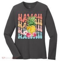 Hawaii Retro Tropical Pineapple Floral Women's Long Sleeve Shirt thumb 0