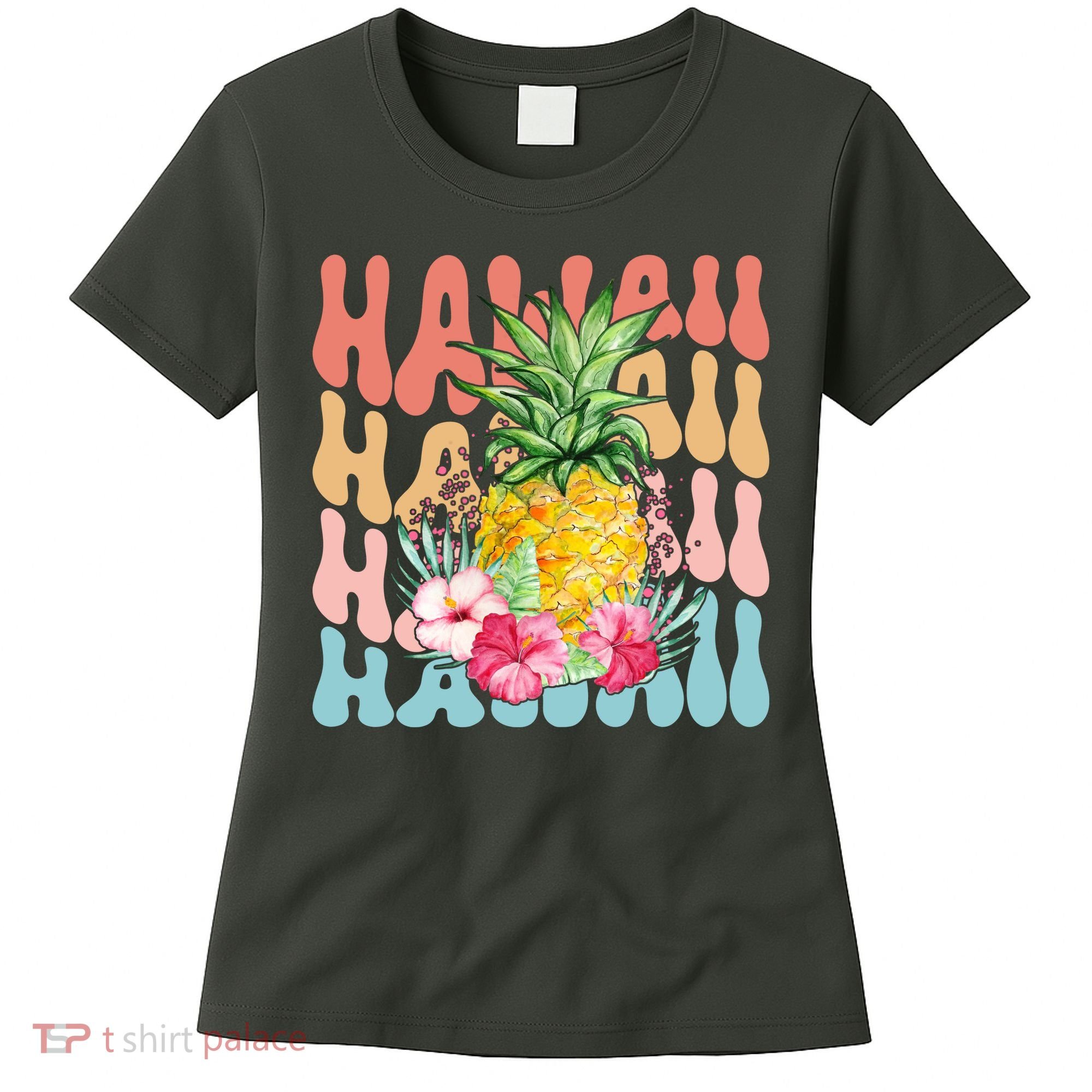 Hawaii Retro Tropical Pineapple Floral Women's T-Shirt